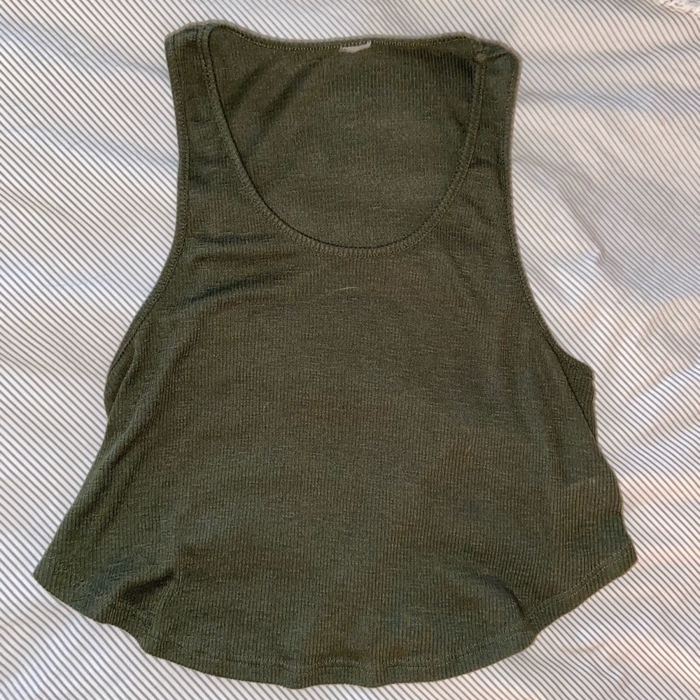 Army Green Cropped Tank